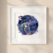 アクエリアス〔占星術の〕十二宮図カスタム誕生日 箔ポスター