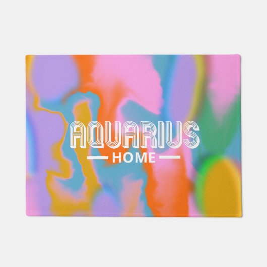 アクエリアス〔占星術の〕十二宮図カラフルモダン抽象芸術 ドアマット (正面)