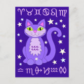 アクエリアス〔占星術の〕十二宮図キャットミッドナイトブルーポストカード ポストカード (正面)