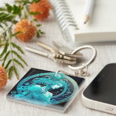 アクエリアス〔占星術の〕十二宮図キーチェーン キーホルダー (正面右)