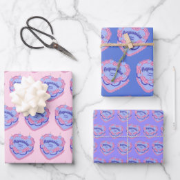 アクエリアス〔占星術の〕十二宮図コケットハートお誕生日ケーキ ラッピングペーパーシート