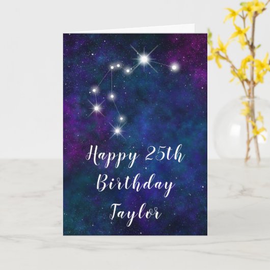 アクエリアス〔占星術の〕十二宮図コンステレーションハッピーバースデー カード (黄色い花)