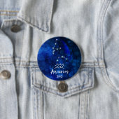 アクエリアス〔占星術の〕十二宮図コンステレーションブルー銀河系モノグラム 缶バッジ (インサイチュ)