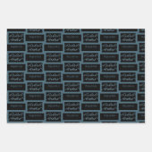 アクエリアス〔占星術の〕十二宮図サインおもしろいモダン引用文ブルー文字 ラッピングペーパーシート (正面3)