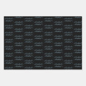 アクエリアス〔占星術の〕十二宮図サインおもしろいモダン引用文ブルー文字 ラッピングペーパーシート (正面2)