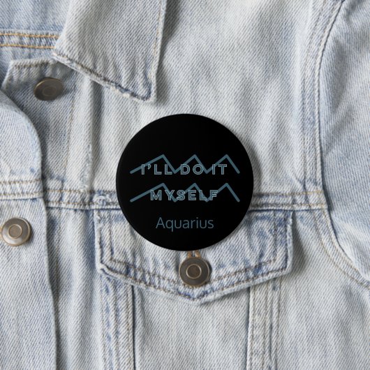 アクエリアス〔占星術の〕十二宮図サインおもしろい引用文ブルー文字誕生日 缶バッジ (インサイチュ)