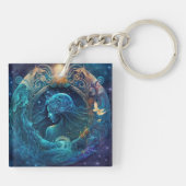 アクエリアス〔占星術の〕十二宮図サインウォーター色デザイン キーホルダー (裏面)