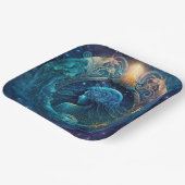 アクエリアス〔占星術の〕十二宮図サインウォーター色デザイン ペーパープレート (傾斜あり)