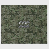 アクエリアス〔占星術の〕十二宮図サインオンウッドランドデジタル迷彩柄 ラッピングペーパー (フラット)