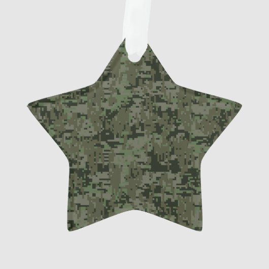 アクエリアス〔占星術の〕十二宮図サインオンオリーブ緑デジタル迷彩柄 オーナメント (裏面)