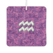 アクエリアス〔占星術の〕十二宮図サインオンピンクデジタルカモフラージュ カーエアーフレッシュナー (正面)