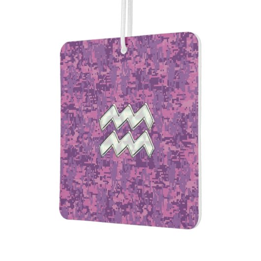 アクエリアス〔占星術の〕十二宮図サインオンピンクデジタルカモフラージュ カーエアーフレッシュナー (左)