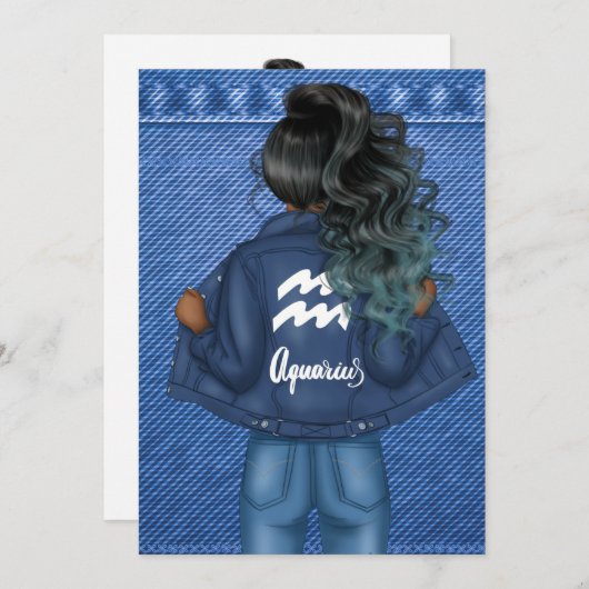 アクエリアス〔占星術の〕十二宮図サインバースデーパーティーの招待 招待状 (正面/裏面)