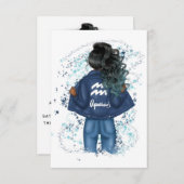 アクエリアス〔占星術の〕十二宮図サインバースデーパーティーの招待 招待状 (正面/裏面)