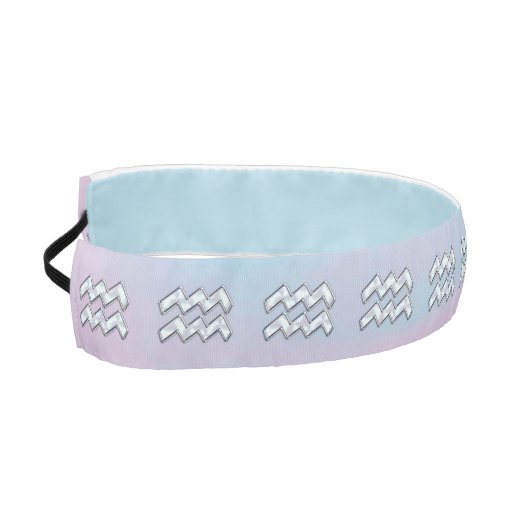 アクエリアス〔占星術の〕十二宮図サインパステルズマザーオブパールデコール アスレチックヘッドバンド (左)