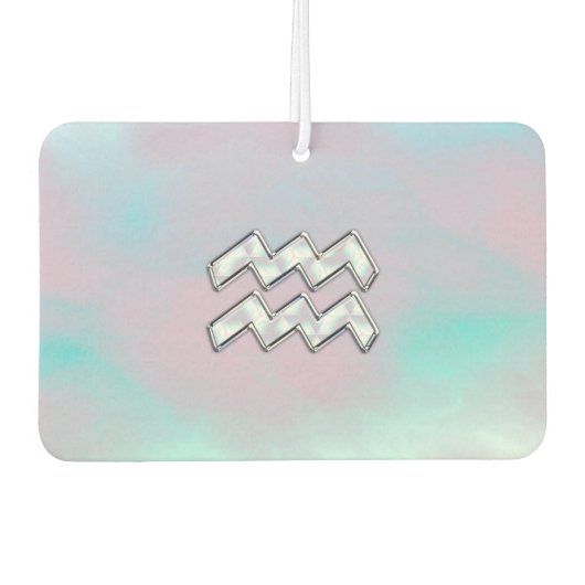 アクエリアス〔占星術の〕十二宮図サインパステルズマザーオブパールデコール カーエアーフレッシュナー (正面)