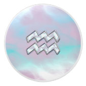 アクエリアス〔占星術の〕十二宮図サインパステルズマザーオブパールデコール セラミックノブ (正面)