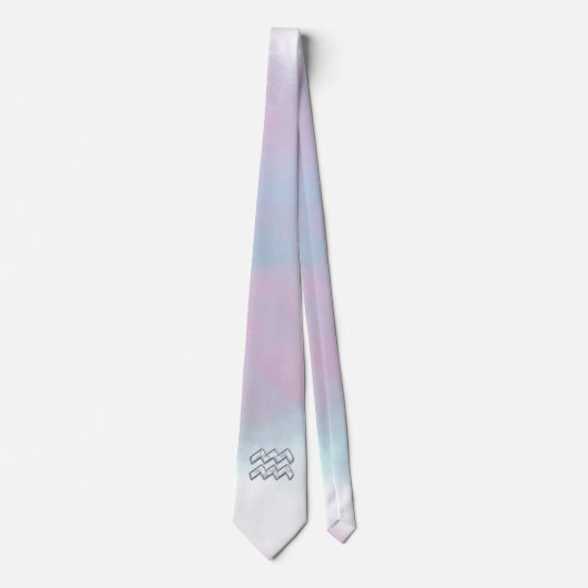 アクエリアス〔占星術の〕十二宮図サインパステルズマザーオブパールデコール ネクタイ (正面)