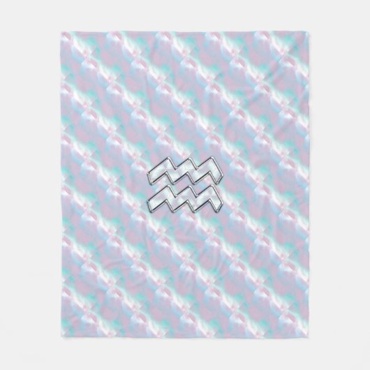 アクエリアス〔占星術の〕十二宮図サインパステルズマザーオブパールデコール フリースブランケット (正面)