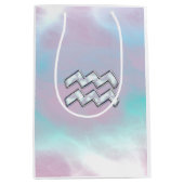 アクエリアス〔占星術の〕十二宮図サインパステルズマザーオブパールデコール ミディアムペーパーバッグ (正面)