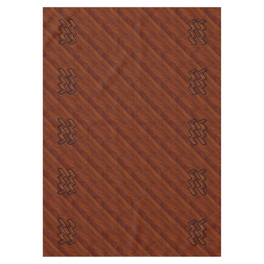 アクエリアス〔占星術の〕十二宮図サインブラウンマホガニースタイル テーブルクロス (正面)