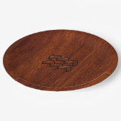 アクエリアス〔占星術の〕十二宮図サインブラウンマホガニースタイル ペーパープレート (アングル)