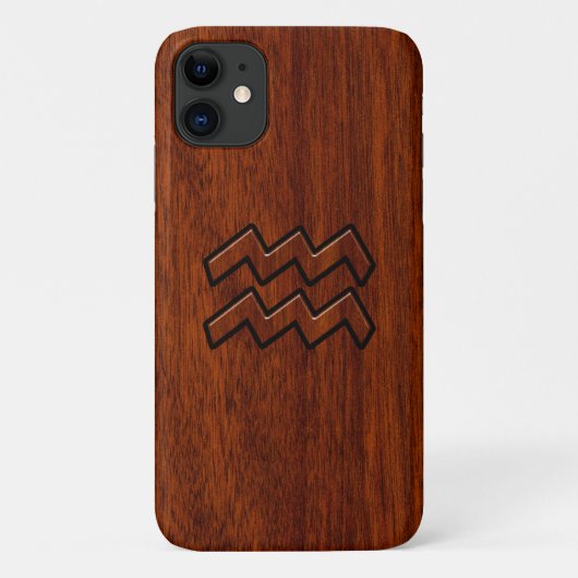 アクエリアス〔占星術の〕十二宮図サインブラウンマホガニースタイル Case-Mate iPhoneケース (裏面)