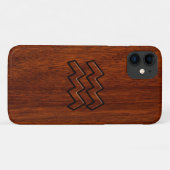 アクエリアス〔占星術の〕十二宮図サインブラウンマホガニースタイル Case-Mate iPhoneケース (裏面(横))