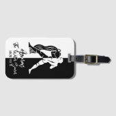 アクエリアス〔占星術の〕十二宮図サインブラック&ホワイト荷物タグ ラゲッジタグ (正面横)