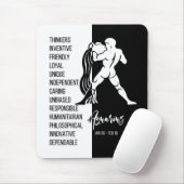 アクエリアス〔占星術の〕十二宮図サインマウスパッドブラック&ホワイト マウスパッド (マウス)