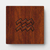 アクエリアス〔占星術の〕十二宮図サインマホガニースタイル フォトプラーク (正面)