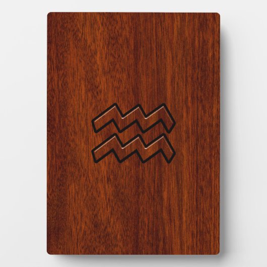 アクエリアス〔占星術の〕十二宮図サインマホガニースタイル フォトプラーク (正面)