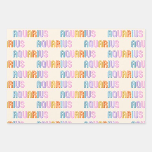 アクエリアス〔占星術の〕十二宮図サイン包装紙シートセット3 ラッピングペーパーシート (正面3)