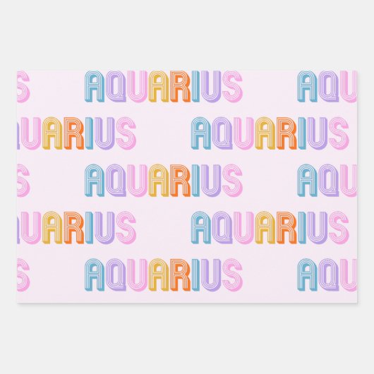 アクエリアス〔占星術の〕十二宮図サイン包装紙シートセット3 ラッピングペーパーシート (正面)