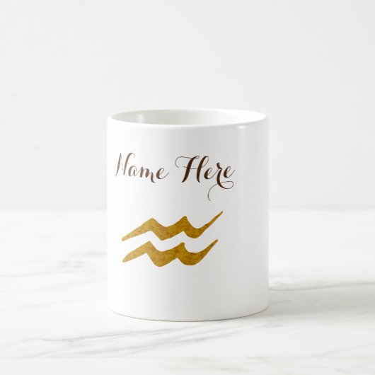 アクエリアス〔占星術の〕十二宮図サイン名前をカスタムする コーヒーマグカップ (中央)