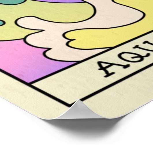 アクエリアス〔占星術の〕十二宮図サイン抽象芸術アートヴィンテージポスター ポスター (角)