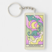 アクエリアス〔占星術の〕十二宮図サイン抽象芸術アートヴィンテージ  キーホルダー (正面)