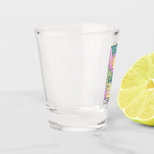 アクエリアス〔占星術の〕十二宮図サイン抽象芸術アートヴィンテージ ショットグラス (左)