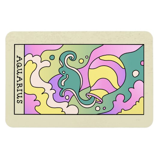 アクエリアス〔占星術の〕十二宮図サイン抽象芸術アートヴィンテージ マグネット (横)