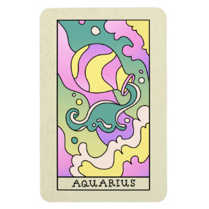 アクエリアス〔占星術の〕十二宮図サイン抽象芸術アートヴィンテージ マグネット