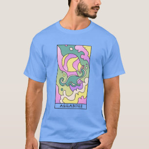アクエリアス〔占星術の〕十二宮図サイン抽象芸術アートヴィンテージ Tシャツ