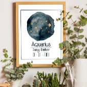 アクエリアス〔占星術の〕十二宮図サイン：名前をカスタムすると誕生日 ポスター