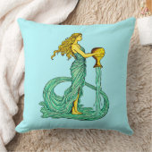 アクエリアス〔占星術の〕十二宮図サイン、流れる水を持つ女性 クッション (ブランケット)