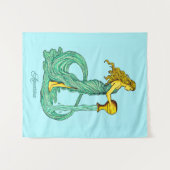 アクエリアス〔占星術の〕十二宮図サイン、流れる水を持つ女性 タペストリー (正面(横))