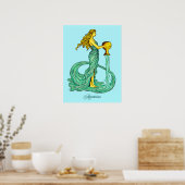 アクエリアス〔占星術の〕十二宮図サイン、流れる水を持つ女性 ポスター (キッチン)