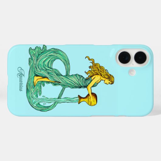 アクエリアス〔占星術の〕十二宮図サイン、流れる水を持つ女性 Case-Mate iPhoneケース (裏面 (横))