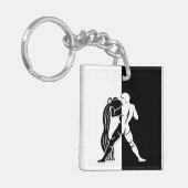 アクエリアス〔占星術の〕十二宮図サイン、白黒キーチェーン キーホルダー (正面左)