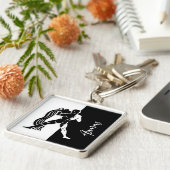 アクエリアス〔占星術の〕十二宮図サイン、白黒キーチェーン キーホルダー (側面)