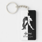 アクエリアス〔占星術の〕十二宮図サイン、白黒キーチェーン キーホルダー (正面)