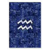 アクエリアス〔占星術の〕十二宮図シンボルのネイビーブルーデジタル迷彩柄 テーブルナンバー (正面)